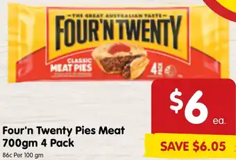 Spar Four'n Twenty Pies Meat 700gm 4 Pack offer