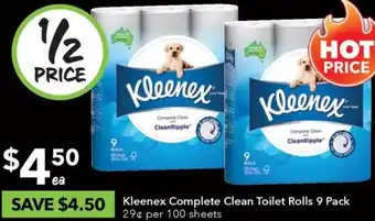 Ritchies Kleenex Complete Clean Toilet Rolls 9 Pack offer