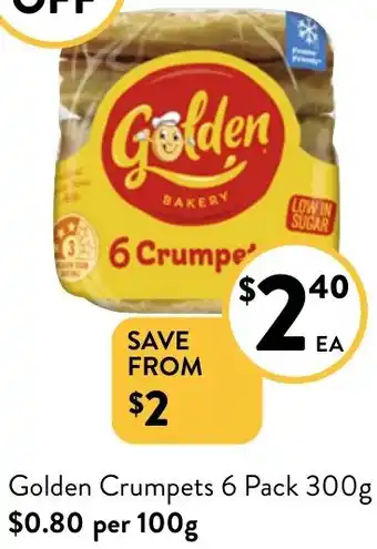 Foodworks Golden Crumpets 6 Pack 300g offer