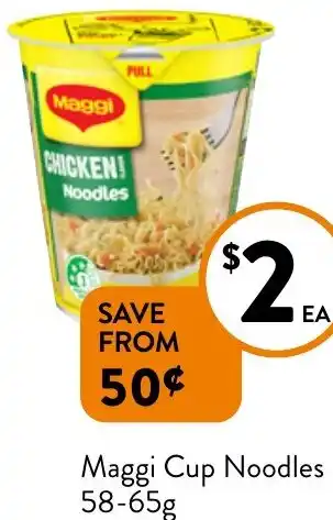 Foodworks Maggi Cup Noodles 58-65g offer