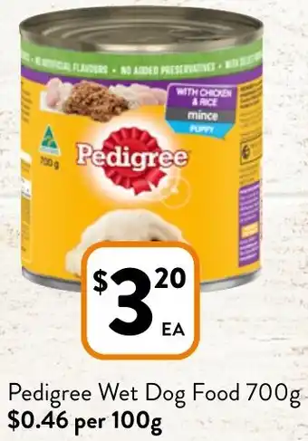 Foodworks Pedigree Wet Dog Food 700g offer