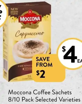 Foodworks Moccona Coffee Sachets 8/10 Pack offer