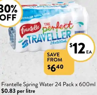 Foodworks Frantelle Spring Water 24 Pack x 600ml offer