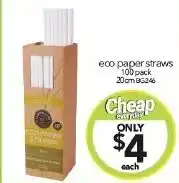 Cheap as Chips eco paper straws 100 pack offer