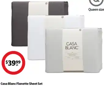 Coles Casa Blanc Flanette Sheet Set offer