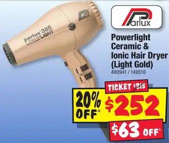 JB Hi-Fi Powerlight Ceramic & lonic Hair Dryer (Light Gold) offer