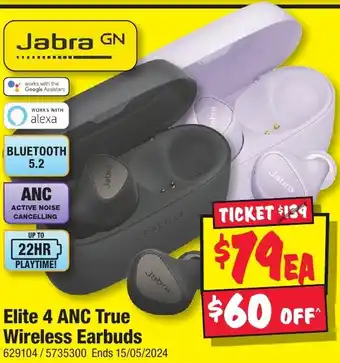 JB Hi-Fi Elite 4 ANC True Wireless Earbuds offer