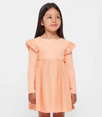 Woven Knit Combo Henley Collar Dress - Pale Orange