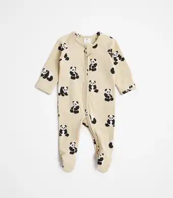 Baby Organic Cotton Print Zip Coverall - Pandas