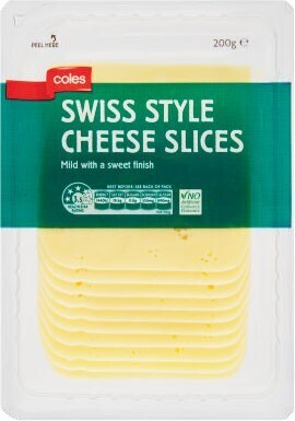 Coles Coles Swiss Style Cheese Slices 200g offer