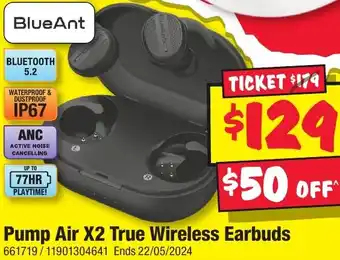 JB Hi-Fi Pump Air X2 True Wireless Earbuds offer