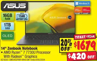 JB Hi-Fi 14" Zenbook Notebook offer