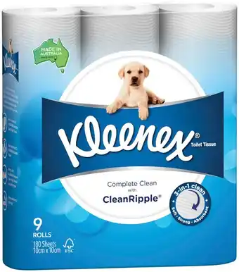 IGA Kleenex Complete Clean Toilet Tissue 9 Pack offer