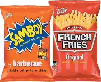 IGA French Fries or Samboy Chips 175g Selected Varieties offer