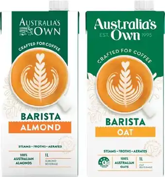 IGA Australia's Own Barista Almond, Oat or Macadamia Milk 1 Litre offer