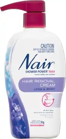 IGA Nair Shower Power Max Hair Removal Cream for Legs & Body 312g offer