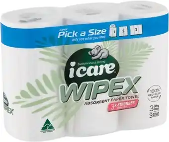 IGA iCare Wipex Pick a Size Paper Towel 3 Pack offer