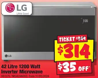 JB Hi-Fi 42 Litre 1200 Watt Inverter Microwave offer