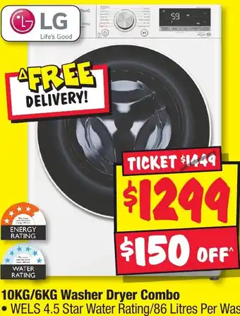 JB Hi-Fi 10KG/6KG Washer Dryer Combo offer