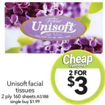 Cheap as Chips Unisoft facial tissues offer