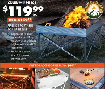 BCF FIRESIDE PORTABLE POP UP FIREPIT offer