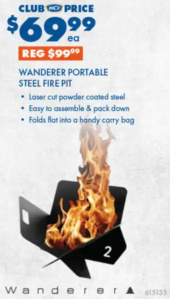 BCF WANDERER PORTABLE STEEL FIRE PIT offer