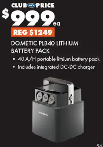 BCF DOMETIC PLB40 LITHIUM BATTERY PACK offer