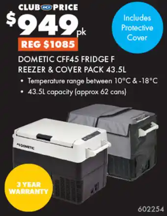 BCF DOMETIC CFF45 FRIDGE F REEZER & COVER PACK 43.5L offer