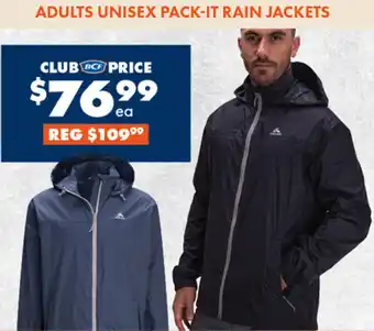 BCF ADULTS UNISEX PACK-IT RAIN JACKETS offer