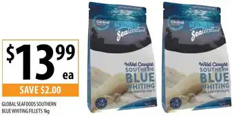 Supabarn GLOBAL SEAFOODS SOUTHERN BLUE WHITING FILLETS 1kg offer