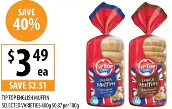 Supabarn TIP TOP ENGLISH MUFFIN offer