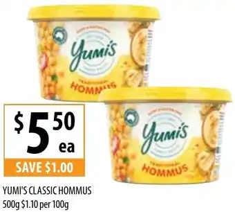 Supabarn YUMI'S CLASSIC HOMMUS 500g offer