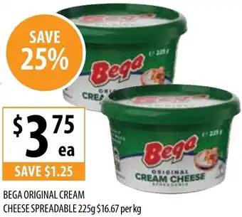 Supabarn BEGA ORIGINAL CREAM CHEESE SPREADABLE 225g offer