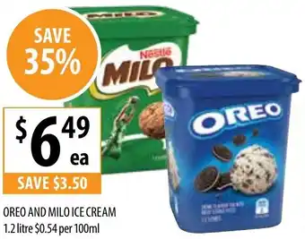 Supabarn OREO AND MILO ICE CREAM 1.2 litre offer