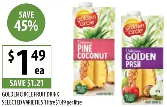 Supabarn GOLDEN CIRCLE FRUIT DRINK 1 litre offer