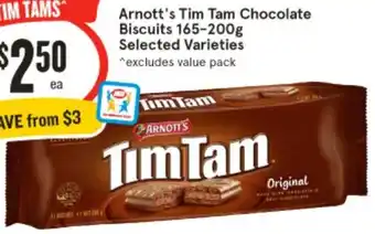 IGA Arnott's Tim Tam Chocolate Biscuits 165-200g offer