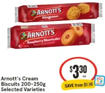 IGA Arnott's Cream Biscuits 200-250g offer