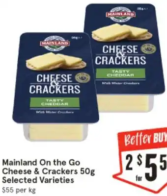 IGA Mainland On the Go Cheese & Crackers 50g offer