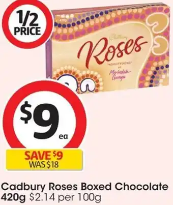 Coles Cadbury Roses Boxed Chocolate 420g offer