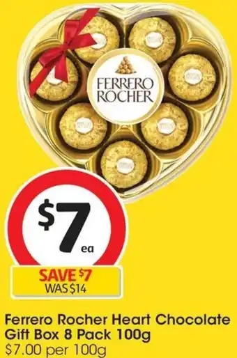 Coles Ferrero Rocher Heart Chocolate Gift Box 8 Pack 100g offer