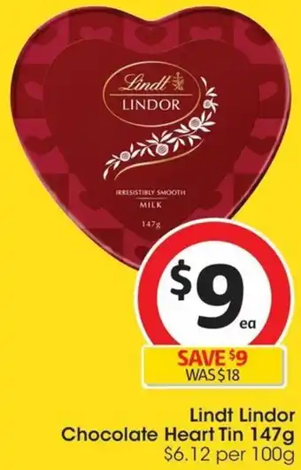 Coles Chocolate Heart Tin 147g offer