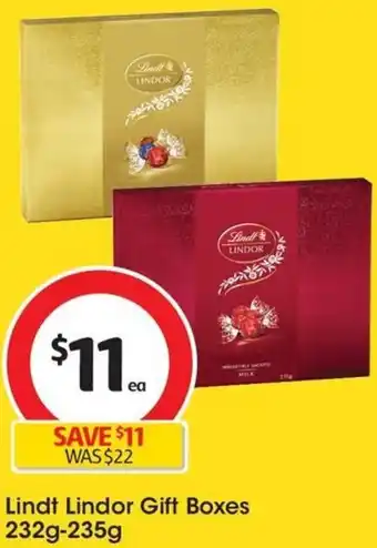 Coles Lindt Lindor Gift Boxes 232g-235g offer