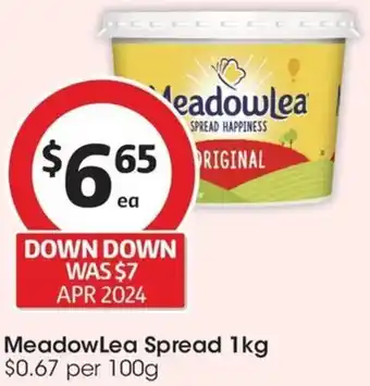 Coles MeadowLea Spread 1kg offer