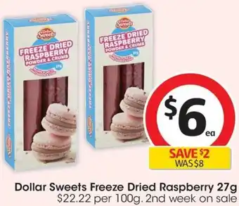 Coles Dollar Sweets Freeze Dried Raspberry 27g offer