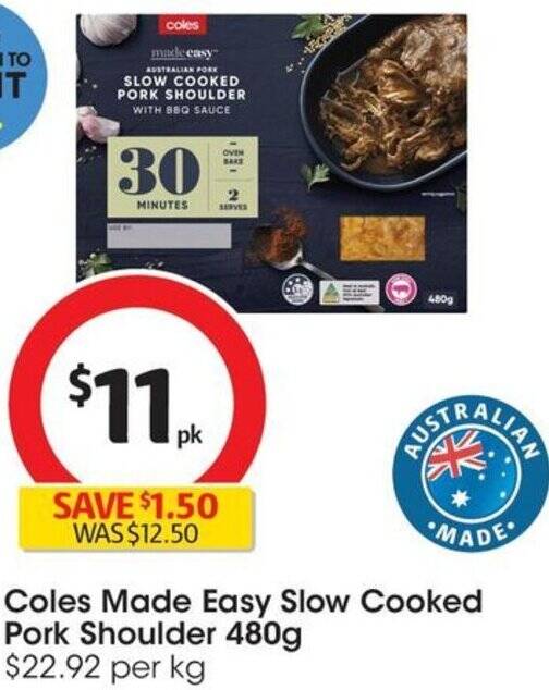 Coles Made Easy Slow Cooked Pork Shoulder 480g offer at Coles