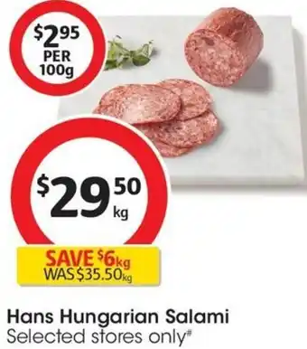 Coles Hans Hungarian Salami offer