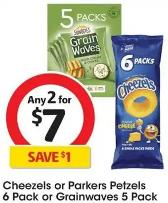 Coles Cheezels or Parkers Petzels 6 Pack or Grainwaves 5 Pack offer