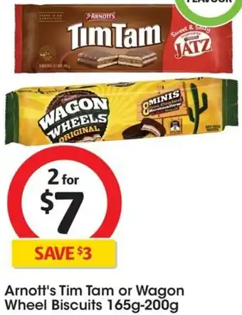 Coles Arnott's Tim Tam or Wagon Wheel Biscuits 165g-200g offer