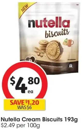 Coles Nutella Cream Biscuits 193g offer