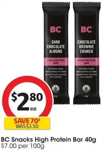 Coles BC Snacks High Protein Bar 40g offer